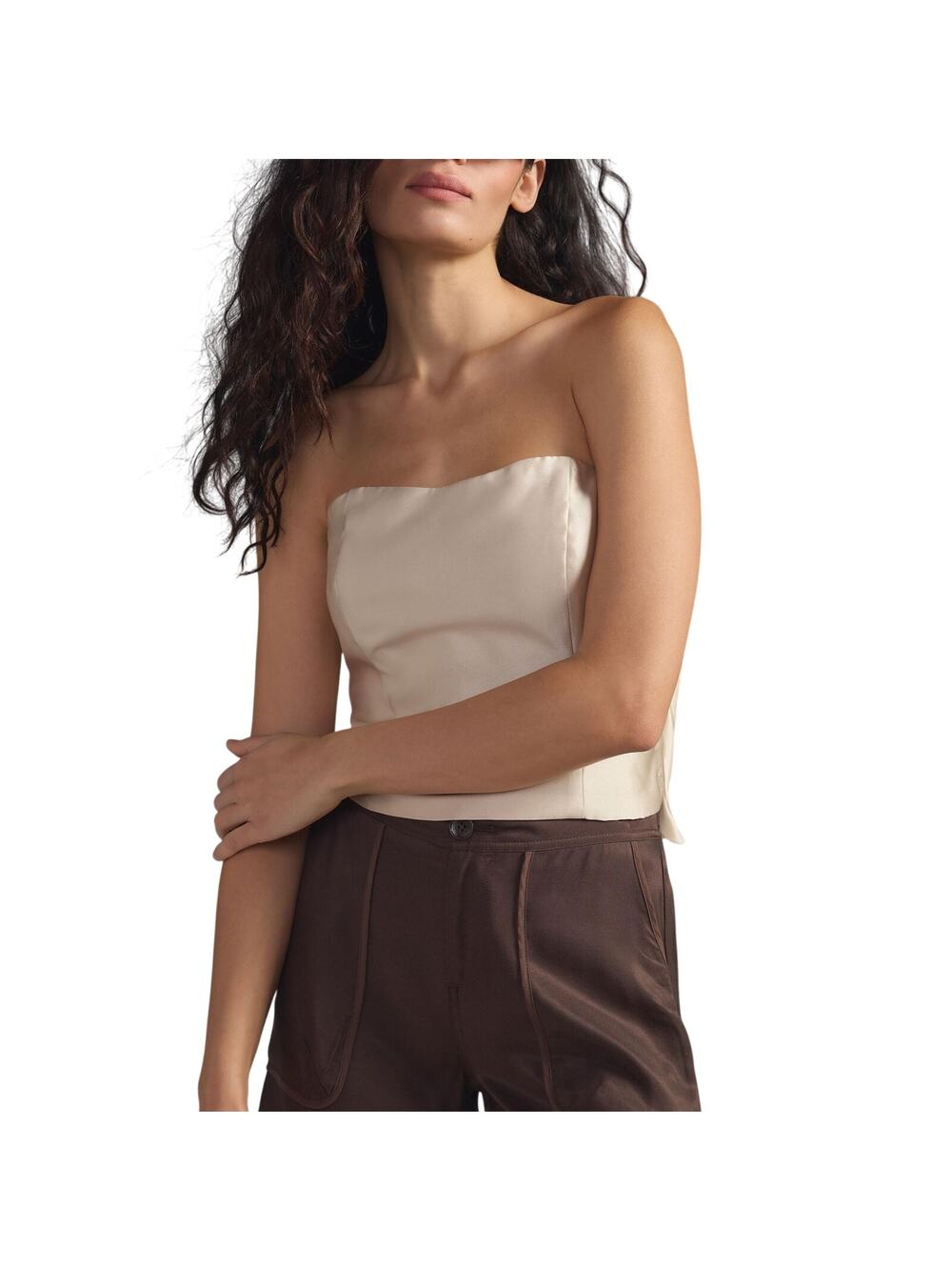Anthropologie Chic Neutral Bow Tie Strapless Top Size US 4 / UK 8 NWT